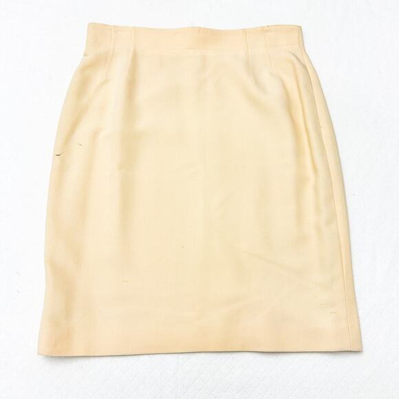 Escada Cream Wool Silk Blend Straight Classic Pencil Skirt Size 42 Germany - Picture 1 of 6